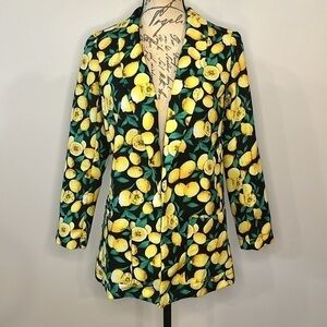 Compañia Fantastica by ModCloth lemon print blazer jacket S